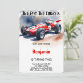 編集可能なレーシングカー、2高速誕生日 招待状 (スタンド正面)