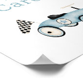 編集可能なレースカー乗り乗りギフトカードサイン ポスター (角)