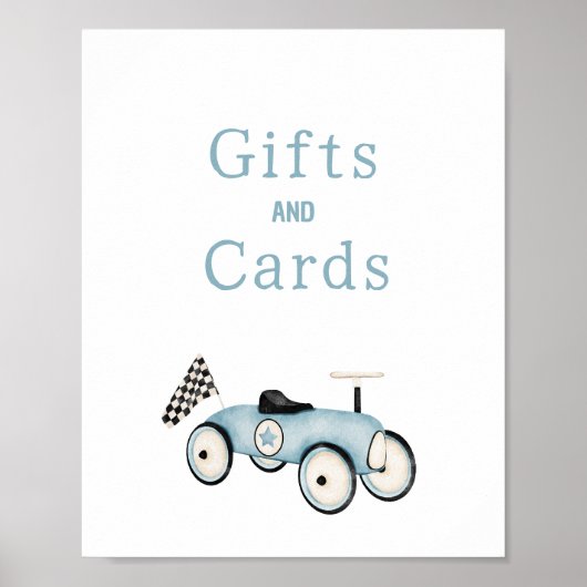 編集可能なレースカー乗り乗りギフトカードサイン ポスター (正面)