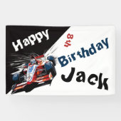 編集可能なレースカー誕生日バナー 横断幕 (横)