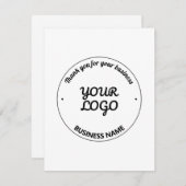 編集可能なロゴありがとうお名前&ビジネス名 サンキューカード (正面/裏面)