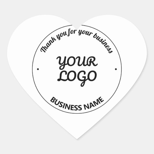 編集可能なロゴありがとうお名前&ビジネス名 ハートシール (正面)
