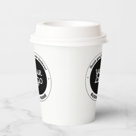 編集可能なロゴありがとうお名前&ビジネス名 紙コップ (右)