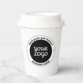 編集可能なロゴありがとうお名前&ビジネス名 紙コップ (正面)