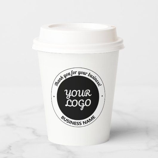 編集可能なロゴありがとうお名前&ビジネス名 紙コップ (正面)