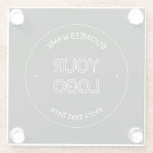 編集可能なロゴの置き換えと会社名 |黒 ガラスコースター (裏面)