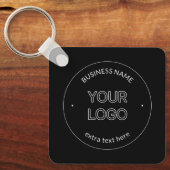 編集可能なロゴの置き換えと会社名 |黒 キーホルダー (正面)