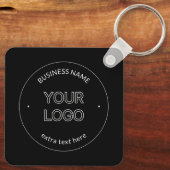 編集可能なロゴの置き換えと会社名 |黒 キーホルダー (裏面)