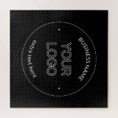 編集可能なロゴの置き換えと会社名 |黒 ジグソーパズル (横)