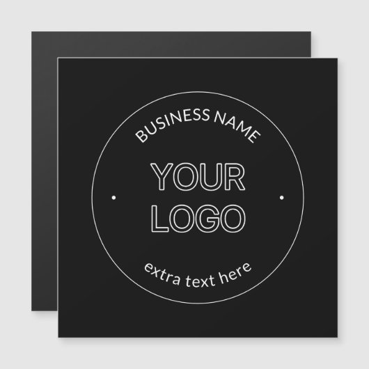編集可能なロゴの置き換えと会社名 |黒 マグネット招待状 (正面/裏面)