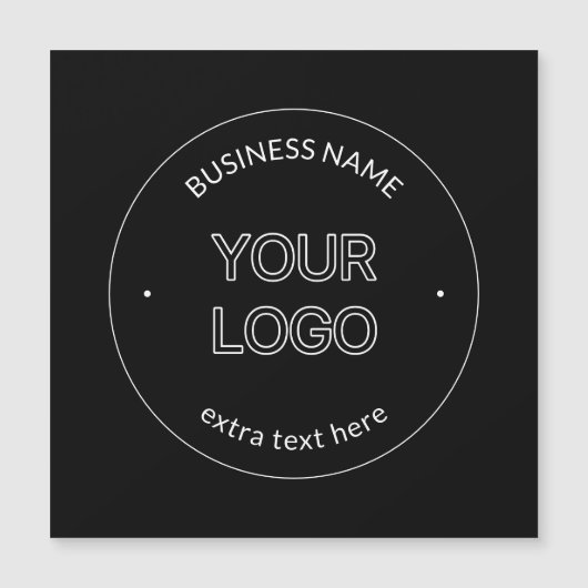 編集可能なロゴの置き換えと会社名 |黒 マグネット招待状 (正面)
