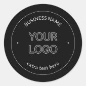 編集可能なロゴの置き換えと会社名 |黒 ラウンドシール (正面)