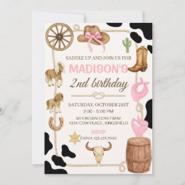 編集可能なロデオ女性のカーボーイ誕生日招待状 招待状