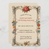 編集可能なロマンチックなローズフラワーガーデン 招待状 (正面/裏面)