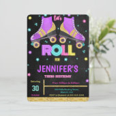 編集可能なローラースケートの誕生日招待状 招待状 (スタンド正面)