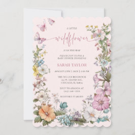 編集可能なワイルドフラワーベイビーシャワーテンプレート 招待状