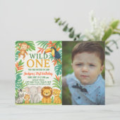 編集可能なワイルドワン サファリ 誕生日招待状 招待状 (スタンド正面)