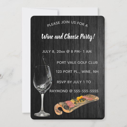 編集可能なワインとチーズのパーティー招待状 招待状 (正面)