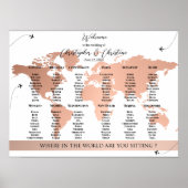 編集可能なワールドマップのシーティンググラフ ポスター (正面)