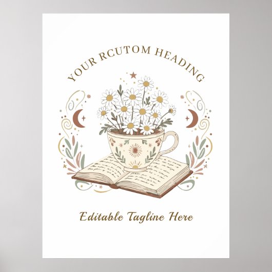 編集可能なヴィンテージのカモミール花のイラスト ポスター (正面)