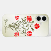 編集可能なヴィンテージゴールドと赤の花のエッチング Case-Mate iPhoneケース (裏面 (横))