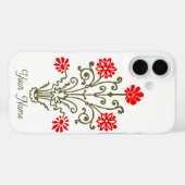 編集可能なヴィンテージゴールドと赤の花のエッチング Case-Mate iPhoneケース (裏面 (横))