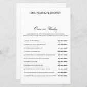 編集可能な上または下のブライダルシャワーゲーム (正面/裏面)