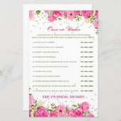 編集可能な上または下のブライダルシャワーゲーム (正面/裏面)