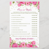 編集可能な上または下のブライダルシャワーゲーム (正面)