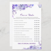 編集可能な上または下のブライダルシャワーゲーム (正面/裏面)