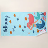 編集可能な人魚 ビーチタオル (正面)