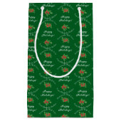 編集可能な休日ベーキングギフトグリーンハッピーホリデイズ スモールペーパーバッグ (正面)