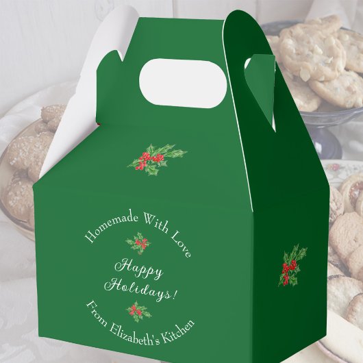 編集可能な休日ベーキングギフトグリーンハッピーホリデイズ フェイバーボックス