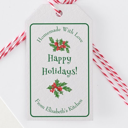 編集可能な休日ベーキングギフトグリーンメリークリスマス ギフトタグ