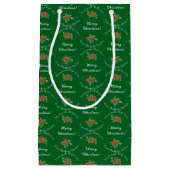 編集可能な休日ベーキングギフトグリーンメリークリスマス スモールペーパーバッグ (正面)