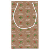 編集可能な休日ベーキングギフトブラウンハッピーホリデイズ スモールペーパーバッグ (裏面)