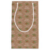 編集可能な休日ベーキングギフトブラウンハッピーホリデイズ スモールペーパーバッグ (正面)