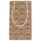 編集可能な休日ベーキングギフトブラウンメリークリスマス スモールペーパーバッグ (正面)