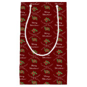 編集可能な休日ベーキングギフトレッドメリークリスマス スモールペーパーバッグ (正面)