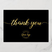 編集可能な会社のロゴサンキュー金ゴールドブラックシンプル 箔シーズンカード (正面)