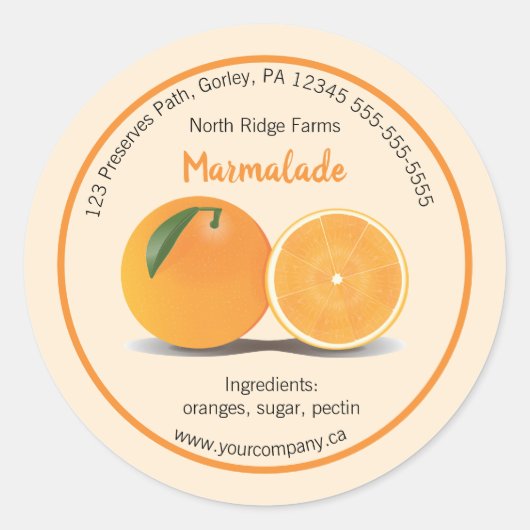 編集可能な会社マーマレードのラベル ラウンドシール (正面)