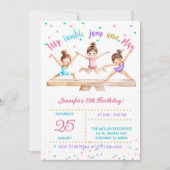 編集可能な体操の誕生日パーティーガールズ 招待状 (正面)