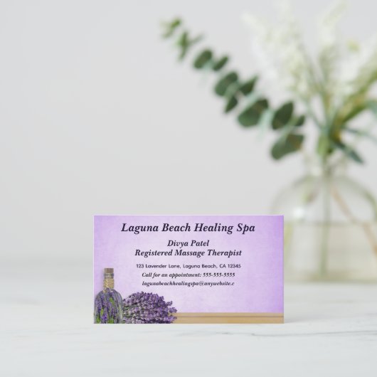 編集可能な修復スパマッサージセラピスト 名刺 (スタンド正面)