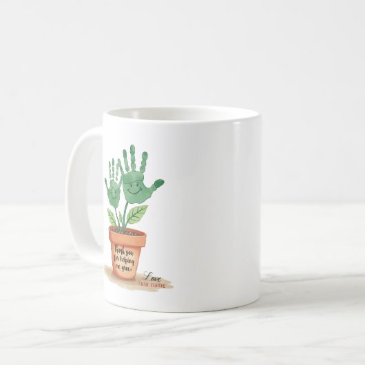 編集可能な先生ギフトと手印刷アート コーヒーマグカップ (正面左)