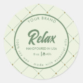 編集可能な円キャンドルラベルデザイン(緑レトロ) ラウンドシール (正面)