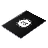 編集可能な円形テキストとアップロードロゴテンプレート ノートブック (左側)