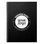 編集可能な円形テキストとアップロードロゴテンプレート ノートブック (正面)