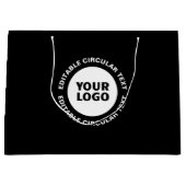 編集可能な円形テキストテンプレート & ロゴ ラージペーパーバッグ (正面)