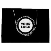 編集可能な円形テキストテンプレート & ロゴ ラージペーパーバッグ (裏面)