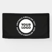 編集可能な円形テキストテンプレート & ロゴ 横断幕 (横)